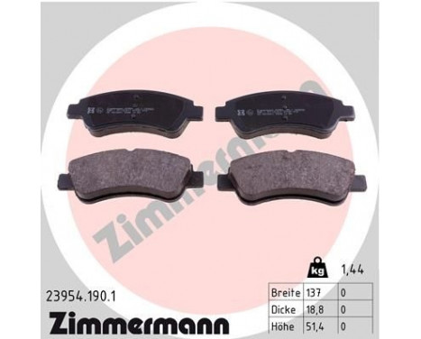 Brake Pad Set, disc brake 23954.190.1 Zimmermann