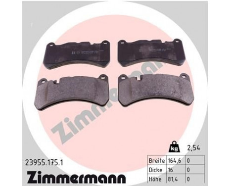 Brake Pad Set, disc brake 23955.175.1 Zimmermann