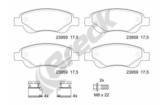 Brake pad set, disc brake 23959 00 702 00 Breck