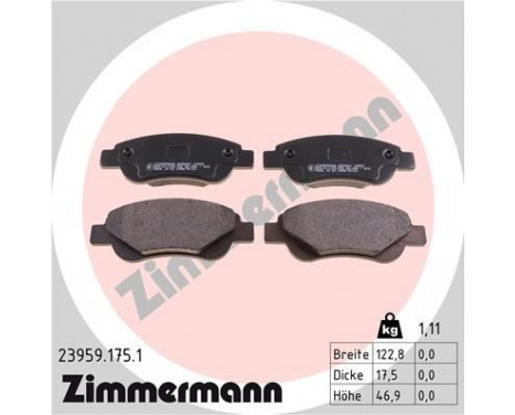 Brake Pad Set, disc brake 23959.175.1 Zimmermann