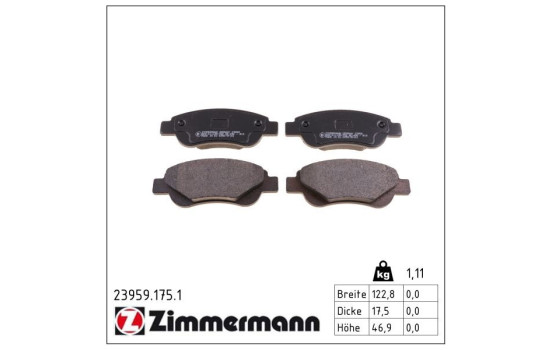 Brake Pad Set, disc brake 23959.175.1 Zimmermann, Image 2