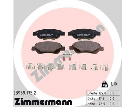 Brake Pad Set, disc brake 23959.175.2 Zimmermann, Image 2