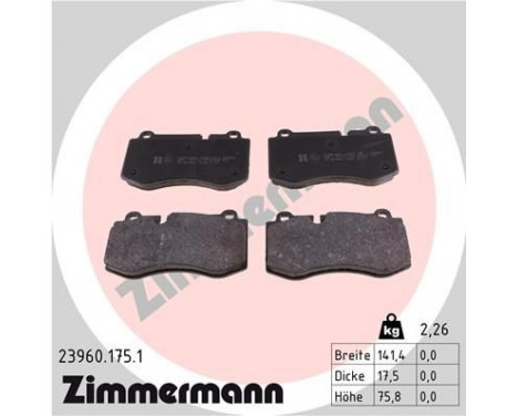 Brake Pad Set, disc brake 23960.175.1 Zimmermann