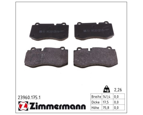 Brake Pad Set, disc brake 23960.175.1 Zimmermann, Image 2