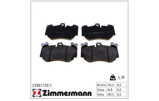 Brake Pad Set, disc brake 23961.170.1 Zimmermann, Image 2