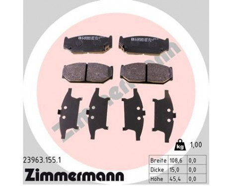 Brake Pad Set, disc brake 23963.155.1 Zimmermann, Image 2