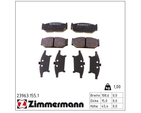 Brake Pad Set, disc brake 23963.155.1 Zimmermann, Image 2