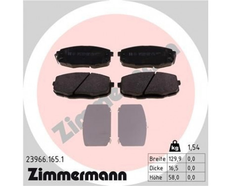 Brake Pad Set, disc brake 23966.165.1 Zimmermann