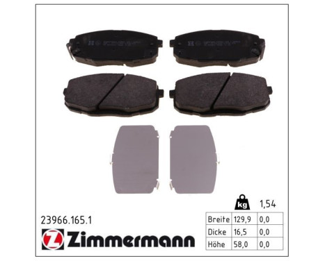 Brake Pad Set, disc brake 23966.165.1 Zimmermann, Image 2