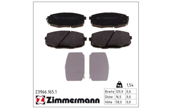 Brake Pad Set, disc brake 23966.165.1 Zimmermann, Image 2
