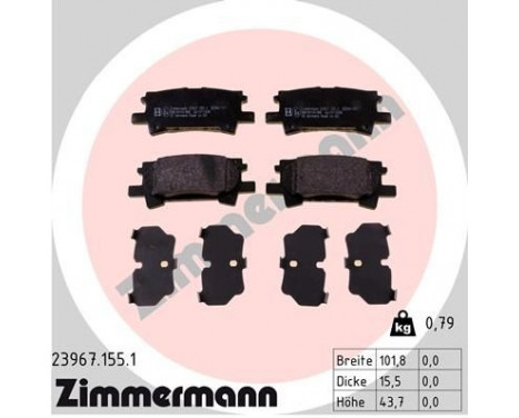 Brake Pad Set, disc brake 23967.155.1 Zimmermann, Image 2