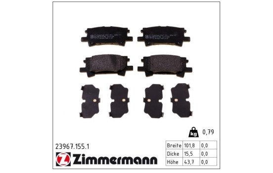 Brake Pad Set, disc brake 23967.155.1 Zimmermann, Image 2