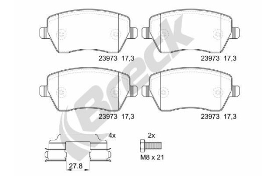 Brake pad set, disc brake 23973 00 702 00 Breck