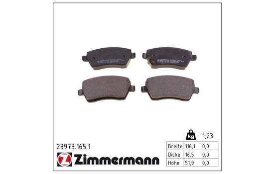 Brake Pad Set, disc brake 23973.165.1 Zimmermann, Image 2