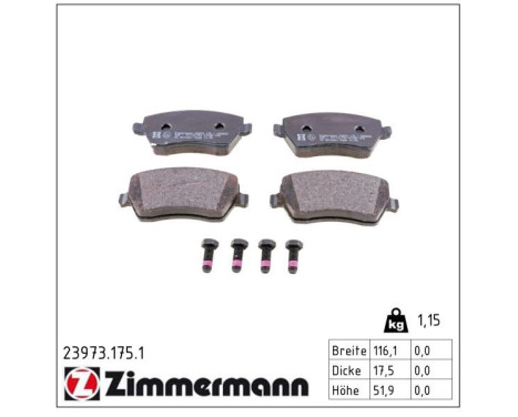Brake Pad Set, disc brake 23973.175.1 Zimmermann, Image 2