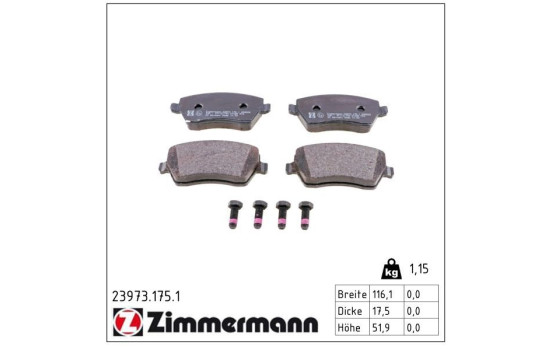 Brake Pad Set, disc brake 23973.175.1 Zimmermann, Image 2