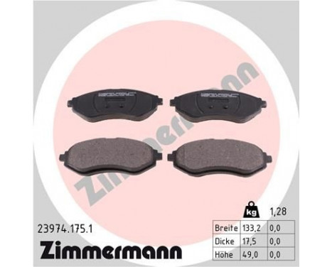 Brake Pad Set, disc brake 23974.175.1 Zimmermann