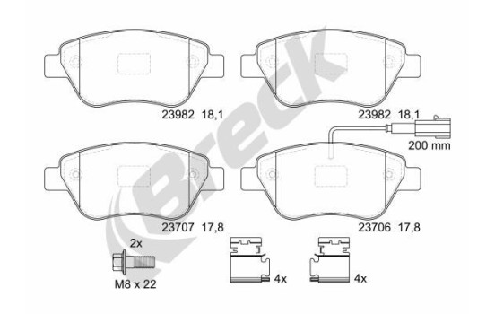 Brake pad set, disc brake 23979 00 701 10 Breck
