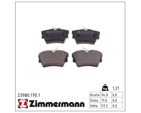 Brake Pad Set, disc brake 23980.170.1 Zimmermann, Image 2