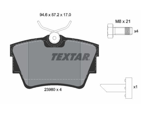 Brake Pad Set, disc brake 2398001 Textar, Image 2