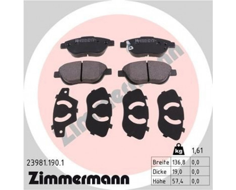 Brake Pad Set, disc brake 23981.190.1 Zimmermann