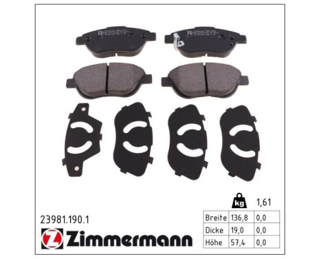 Brake Pad Set, disc brake 23981.190.1 Zimmermann, Image 2