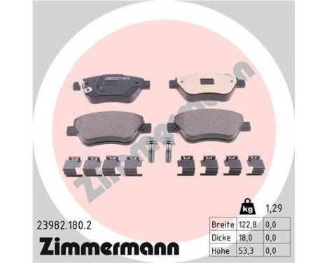 Brake Pad Set, disc brake 23982.180.2 Zimmermann