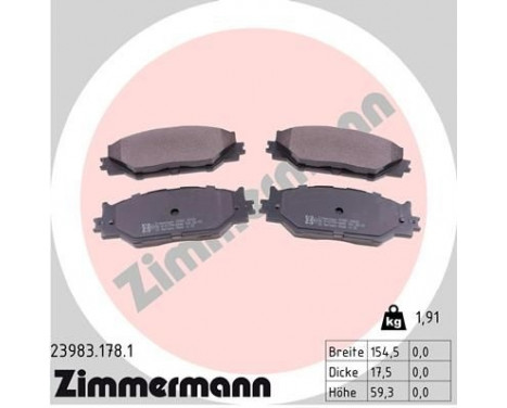 Brake Pad Set, disc brake 23983.178.1 Zimmermann, Image 2
