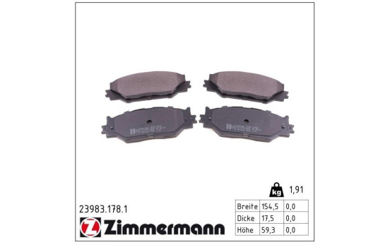 Brake Pad Set, disc brake 23983.178.1 Zimmermann, Image 2