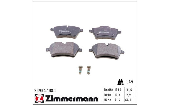Brake Pad Set, disc brake 23984.180.1 Zimmermann, Image 2