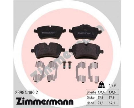 Brake Pad Set, disc brake 23984.180.2 Zimmermann
