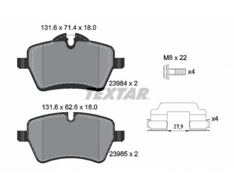Brake Pad Set, disc brake 2398401 Textar, Image 2