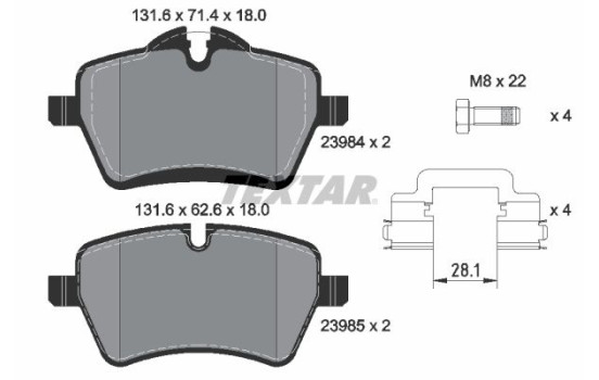 Brake Pad Set, disc brake 2398404 Textar, Image 2