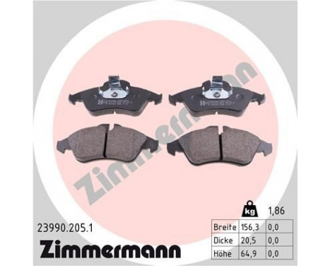 Brake Pad Set, disc brake 23990.205.1 Zimmermann