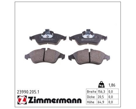 Brake Pad Set, disc brake 23990.205.1 Zimmermann, Image 2