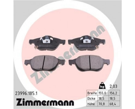 Brake Pad Set, disc brake 23996.185.1 Zimmermann