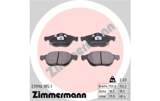 Brake Pad Set, disc brake 23996.185.1 Zimmermann