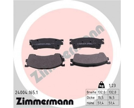 Brake Pad Set, disc brake 24004.165.1 Zimmermann