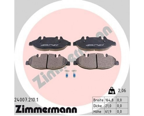 Brake Pad Set, disc brake 24007.210.1 Zimmermann, Image 2