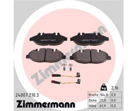 Brake Pad Set, disc brake 24007.210.3 Zimmermann