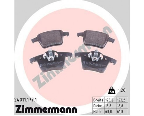 Brake Pad Set, disc brake 24011.177.1 Zimmermann, Image 2