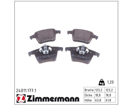 Brake Pad Set, disc brake 24011.177.1 Zimmermann, Image 2
