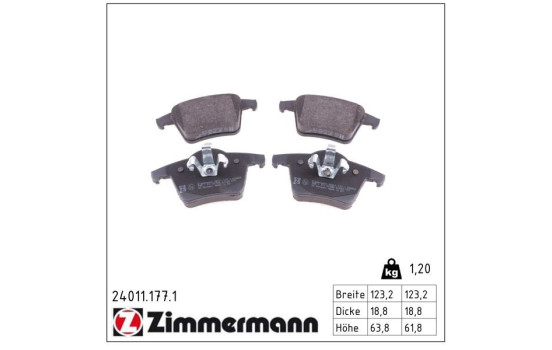 Brake Pad Set, disc brake 24011.177.1 Zimmermann, Image 2