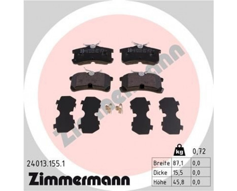 Brake Pad Set, disc brake 24013.155.1 Zimmermann