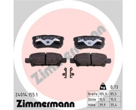 Brake Pad Set, disc brake 24014.155.1 Zimmermann