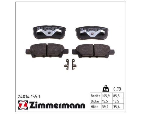 Brake Pad Set, disc brake 24014.155.1 Zimmermann, Image 2