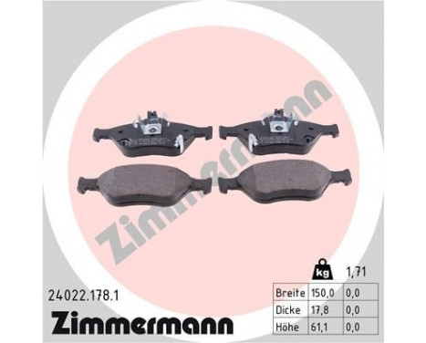 Brake Pad Set, disc brake 24022.178.1 Zimmermann