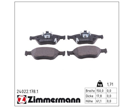 Brake Pad Set, disc brake 24022.178.1 Zimmermann, Image 2