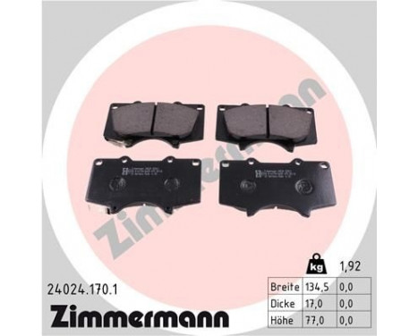 Brake Pad Set, disc brake 24024.170.1 Zimmermann