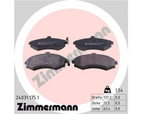 Brake Pad Set, disc brake 24031.175.1 Zimmermann